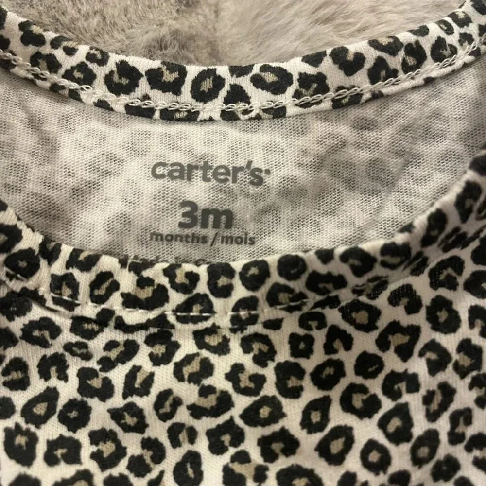 3 Months Carter's Leopard Print Shirt Dress One Piece, Short Sleeves
